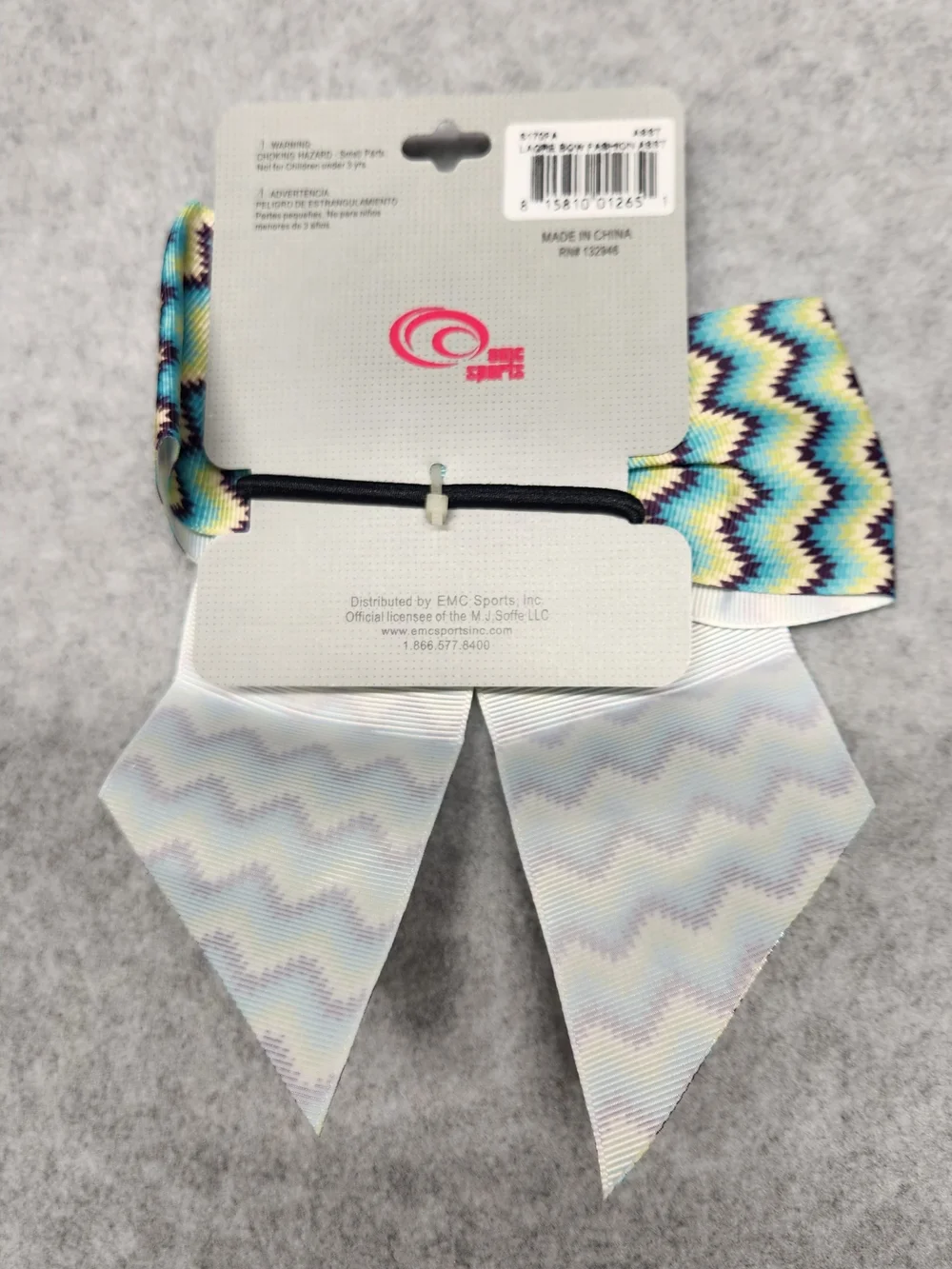 3 Pack-Chevron Pattern Hair Bow in Aqua, Yellow & Navy